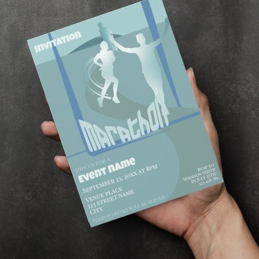 Uitnodiging voor marathonlopers evenement viering