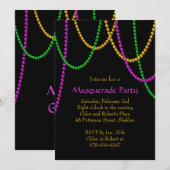 uitnodiging voor mardi Gras Beads (Voorkant / Achterkant)