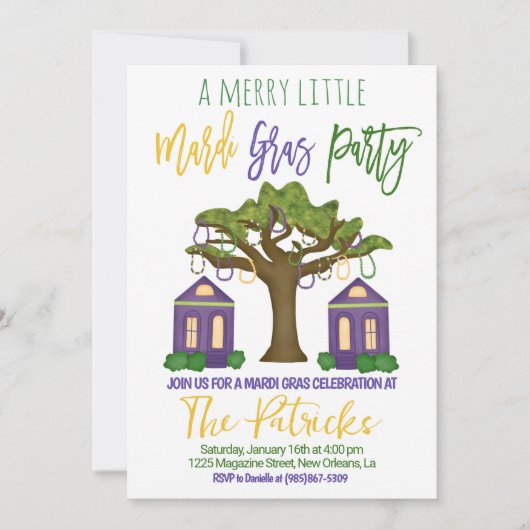 Uitnodiging voor Mardi Gras-viering (Voorkant)