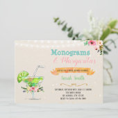 Uitnodiging voor margarita's en monogrammen feest (Staand voorkant)