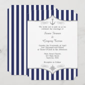 Uitnodiging voor marineblauw grijs huwelijk (Voorkant / Achterkant)