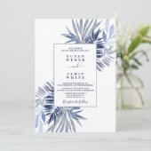 Uitnodiging voor marineblauw strand bruiloft (Staand voorkant)