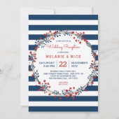 Uitnodiging voor marineslepes floral bruiloft (Voorkant)