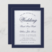 Uitnodiging voor marinesurft Blue Faux Silver (Voorkant / Achterkant)