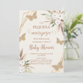 Uitnodiging voor Mariposa Baby Shower in het Spaan (Staand voorkant)