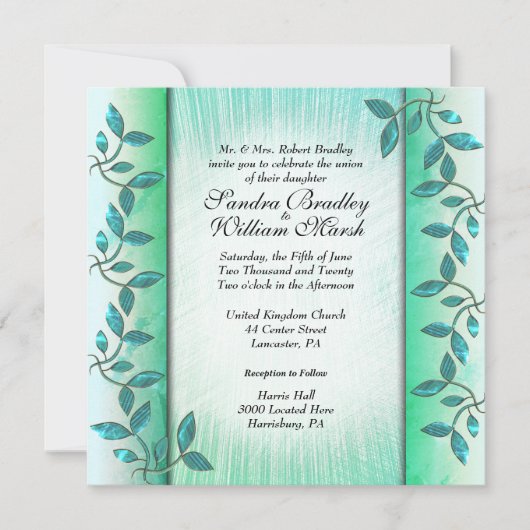 Uitnodiging voor marmer en wijnbruiloft (Voorkant)