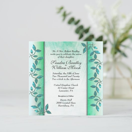 Uitnodiging voor marmer en wijnbruiloft (Staand voorkant)