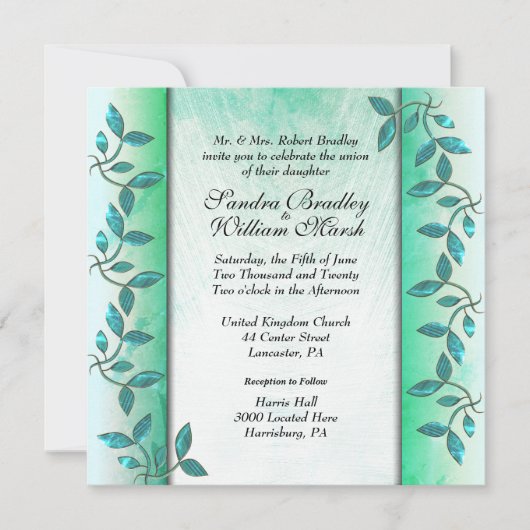 Uitnodiging voor marmer en wijnbruiloft (Voorkant)