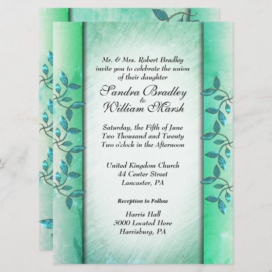 Uitnodiging voor marmer en wijnstokken (Voorkant / Achterkant)