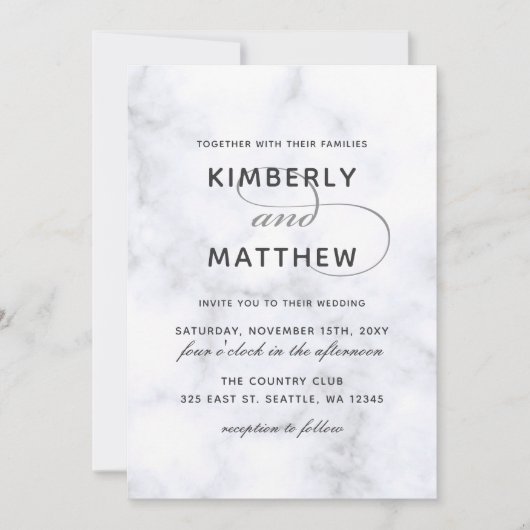 Uitnodiging voor marmer Wedding (Voorkant)