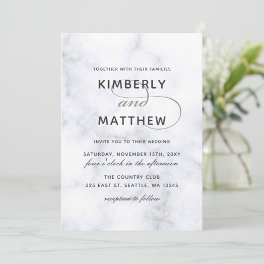 Uitnodiging voor marmer Wedding (Staand voorkant)