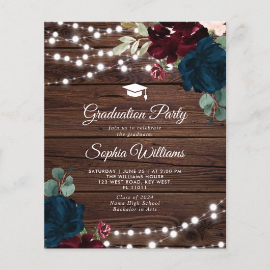 Uitnodiging voor Marsala & Navy afstudeerfeest (Voorkant)