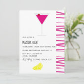 Uitnodiging voor Martini Cocktail Nacht Feest (Staand voorkant)