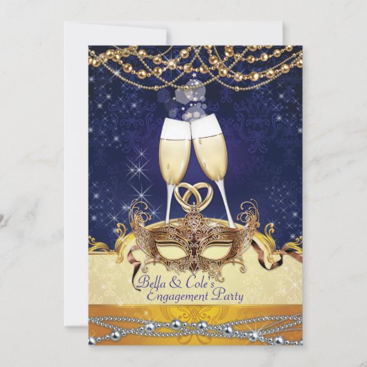 Uitnodiging voor Masquerade Mardi Gras verjaardags (Voorkant)