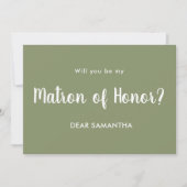 Uitnodiging voor Matron of Honor Green Script (Voorkant)