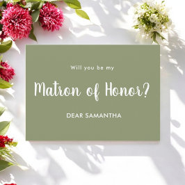 Uitnodiging voor Matron of Honor Green Script