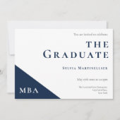 Uitnodiging voor MBA Degree Blue White Graduation  (Voorkant)