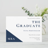 Uitnodiging voor MBA Degree Blue White Graduation (Staand voorkant)