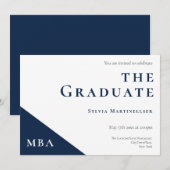 Uitnodiging voor MBA Degree Blue White Graduation  (Voorkant / Achterkant)