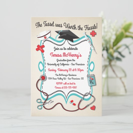 Uitnodiging voor medisch Afstuderen voor verpleegk (Staand voorkant)