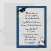Uitnodiging voor medisch blauw Afstuderen (Voorkant / Achterkant)