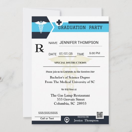 Uitnodiging voor medisch recept Pad Afstuderen (Voorkant)
