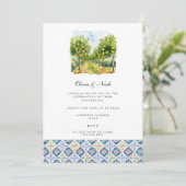 uitnodiging voor mediterraan citroenverlovingsfees (Staand voorkant)