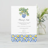 uitnodiging voor mediterraan citroenverlovingsfees (Staand voorkant)