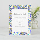 Uitnodiging voor mediterraan tegel verlovingsfeest (Staand voorkant)