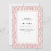 Uitnodiging voor meetkundige foto-girale roze grad (Achterkant)