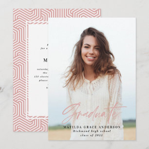 Uitnodiging voor meetkundige foto-girale roze grad