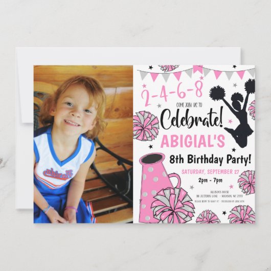 Uitnodiging voor meisjes-cheerleader (Voorkant)