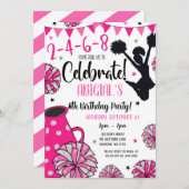 Uitnodiging voor meisjes cheerleader feestje (Voorkant / Achterkant)