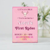 uitnodiging voor meisjes eerste rodeo (Staand voorkant)
