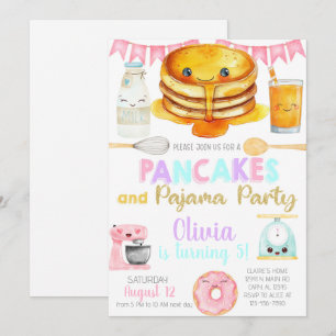 Uitnodiging voor meisjes pannenkoeken en pyjama ve
