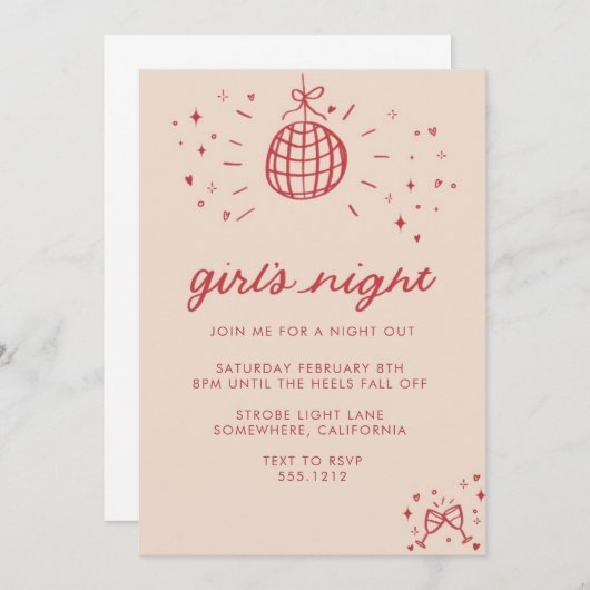 UITNODIGING VOOR MEISJESAVOND (Voorkant / Achterkant)