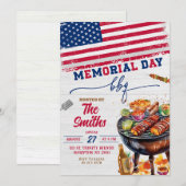 Uitnodiging voor Memorial Day BBQ-feestje (Voorkant / Achterkant)