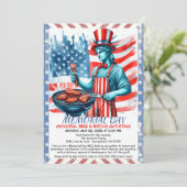 Uitnodiging voor Memorial Day BBQ – Patriottische (Staand voorkant)