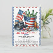Uitnodiging voor Memorial Day Party – Amerikaanse (Staand voorkant)