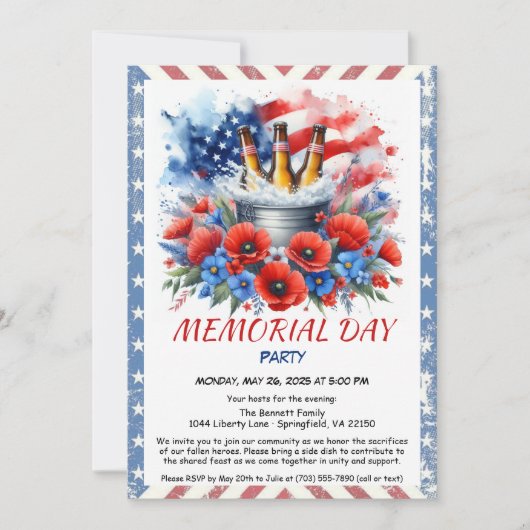 Uitnodiging voor Memorial Day Party – Amerikaanse  (Voorkant)