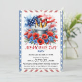 Uitnodiging voor Memorial Day Party – Amerikaanse  (Staand voorkant)