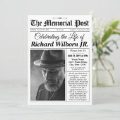 Uitnodiging voor Memorial Funeral Invitation Newsp (Staand voorkant)