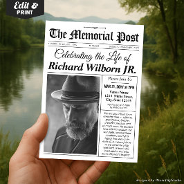 Uitnodiging voor Memorial Funeral Invitation Newsp