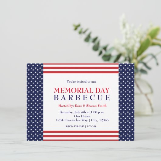 Uitnodiging voor Memorial Labor Day Barbecue Party (Staand voorkant)