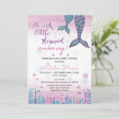 uitnodiging voor mermaid baby shower (Staand voorkant)