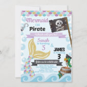 Uitnodiging voor Mermaid Pirate Birthday Party (Voorkant)