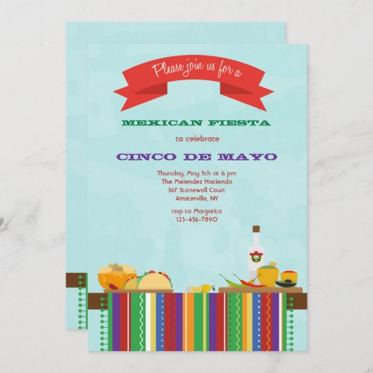 Uitnodiging voor Mexicaans eten (Voorkant / Achterkant)