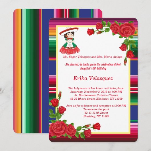 Uitnodiging voor Mexicaans thema (Voorkant / Achterkant)