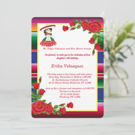 Uitnodiging voor Mexicaans thema (Staand voorkant)