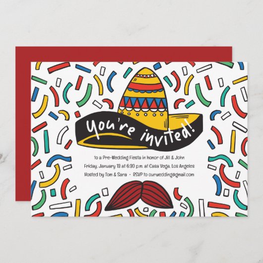 Uitnodiging voor Mexicaans thema proefdiners (Voorkant / Achterkant)